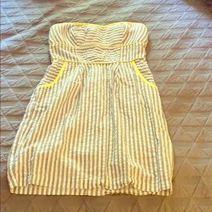 100% Cotton Grey Stripe Strapless Dress